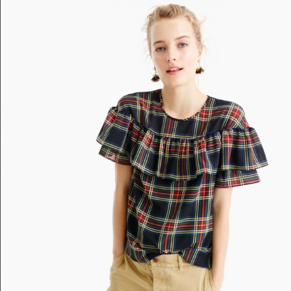J. Crew Tops - J Crew Edie Top in Stewart Tartan Plaid